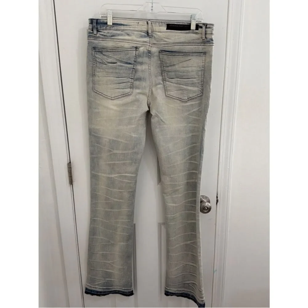 Men’s Bootcut Washed Light Blue Jeans Size 46